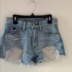 American Eagle light washed ripped jean shorts